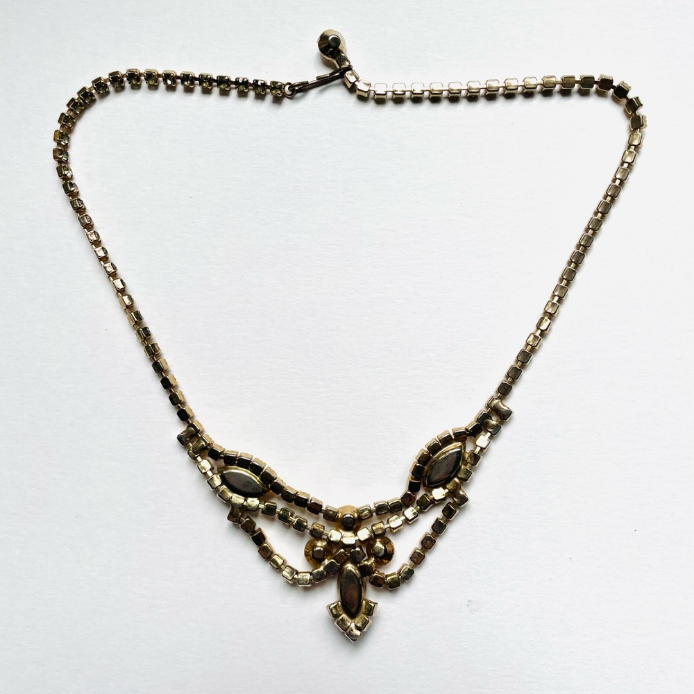 Vintage Rhinestones Necklace With Aurora AB Color Change Stones - Picture 7 of 7